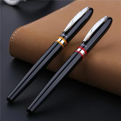 Picasso 907 Black and Silver Iridium 0.5mm Point Pen Ink Montmartre Yellow Ring B Nib Fountain Pens High Quality