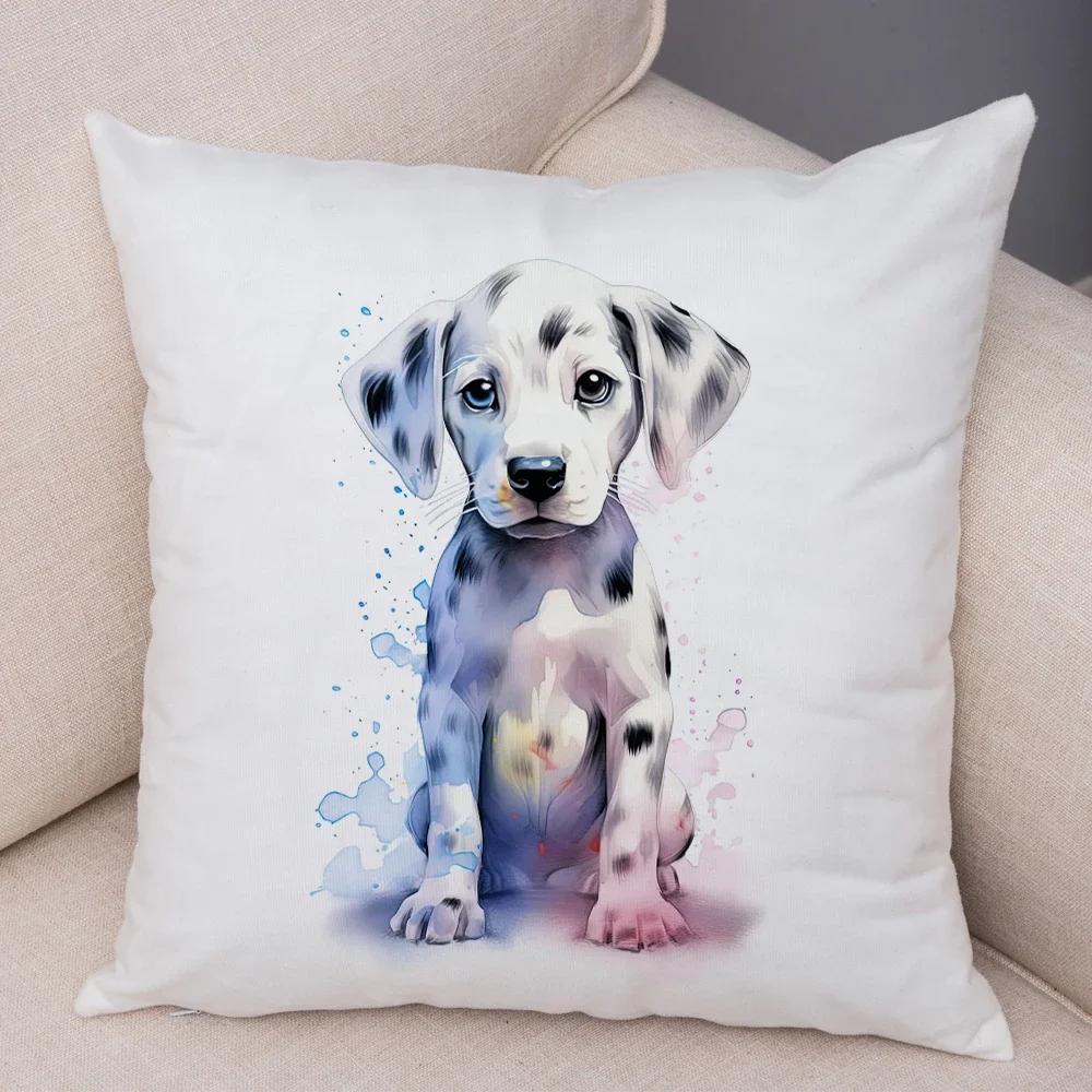 

Super Cute Watercolor Dog Cushion Cover Double Print Decor Pet Animal Pillowcase Soft Plush Pillow Case for Car Sofa Home 12x12Inch