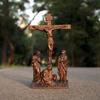 Jesus Crucifixion Scene Statue, Hand-Carved Wooden Calvary Decoration, 14 Station of the Cross, Religious Christian Sculpture