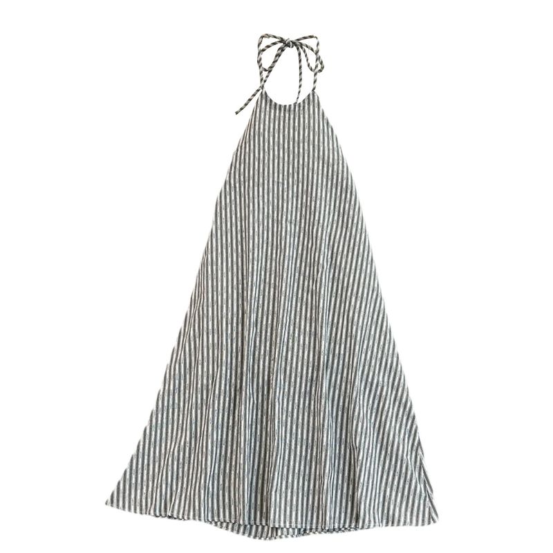 Summer Open Back Sling Loose Stripes Dress Halterneck