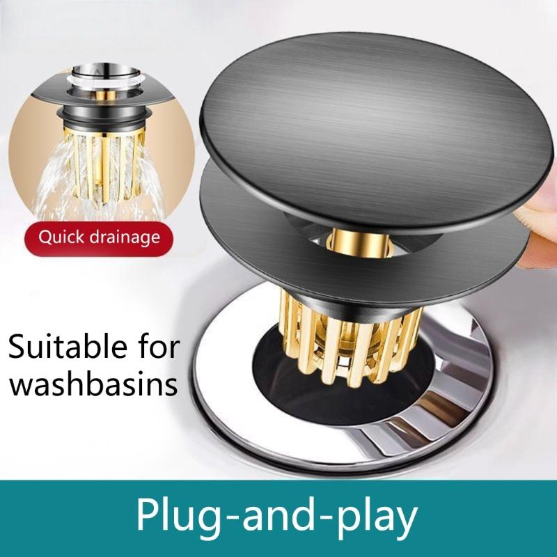 Copper Drain Filter Bounce Cores Sink Drain Plug Sink Basins Drain Basket Sink Stoppers for Bathroom Kitchen Enduring