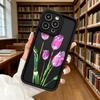 Pink Purple Tulips Bouquet Soft TPU Phone Case for iPhone 17 16 15 14 13 12 11 Pro Max Plus Shockproof Anti-Slip Cover