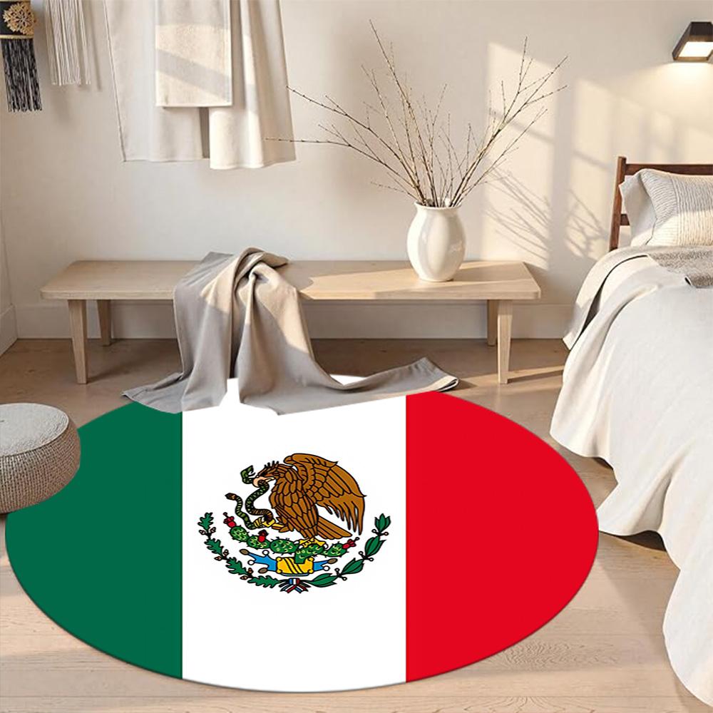 Flag Round Area Rug Suitable for Game Room Dining Room Balcony Dormitory Anti-slip Round Rug Decorate Offices Spiritual Gift