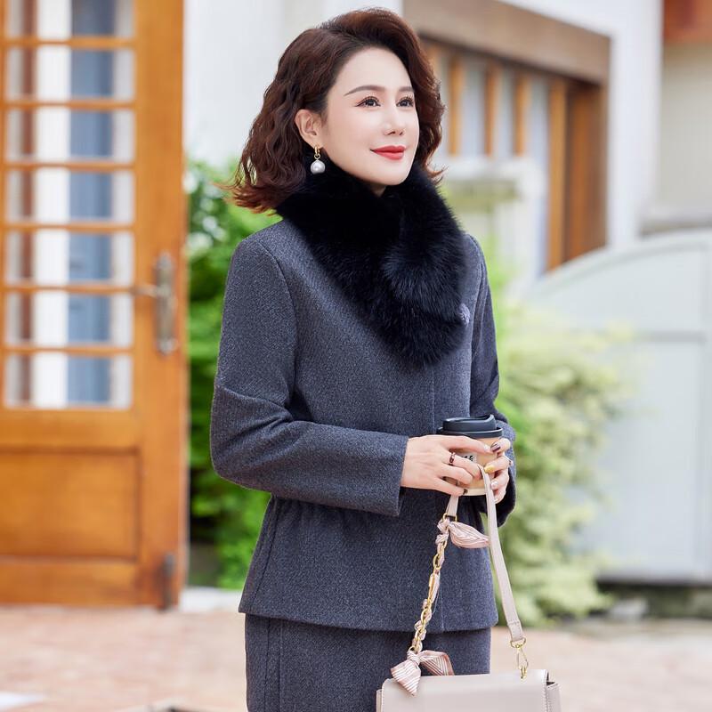 Elegant New Chinese Style Padded Two-Piece Outfit for Middle-Aged Women