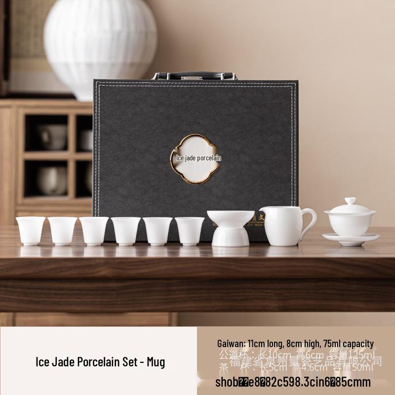 Thin-Walled Ice-Jade Gaiwan Teapot Ceramic Travel Tea Set for Gongfu Tea