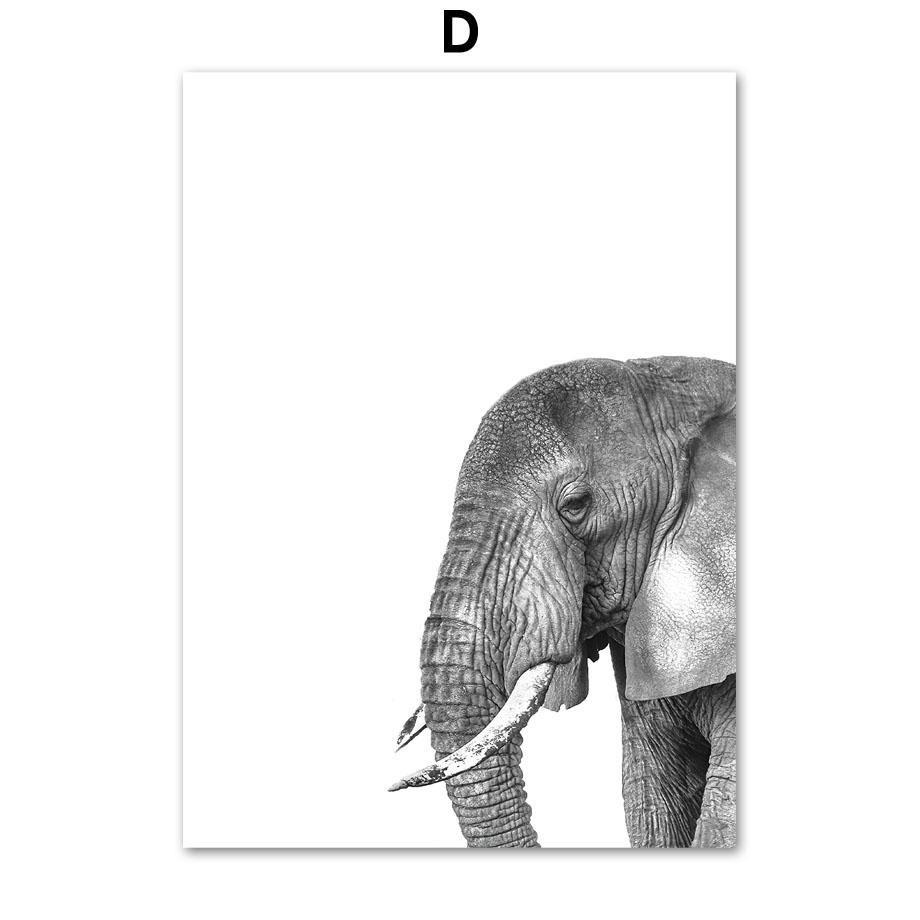 Pôster de animal preto e branco, tigre, leão, girafa, chita, elefante, lobo, zebra, berçário, arte de parede, impressão, pintura em tela, decoração de quarto infantil