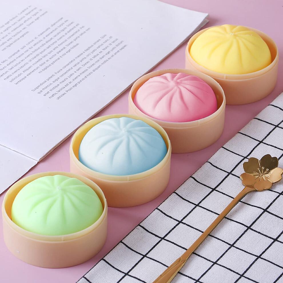 MEIEST 5 PCS Colorful Dumpling Stress Balls Fidget Sensory Toy,Squeeze Dough Ball Stress Relief Hand Toy,Bun with Food Steamer Stretchy Desk Toys