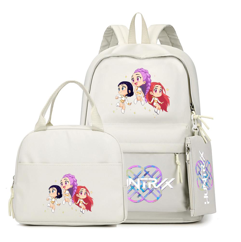 4Pcs/set Anime K-Pop Printed Backpack with Pencil Case Handbag for Teenager Student Boy Girl Bookbag Schoolbag Large Capacity Travel Bag Rucksak