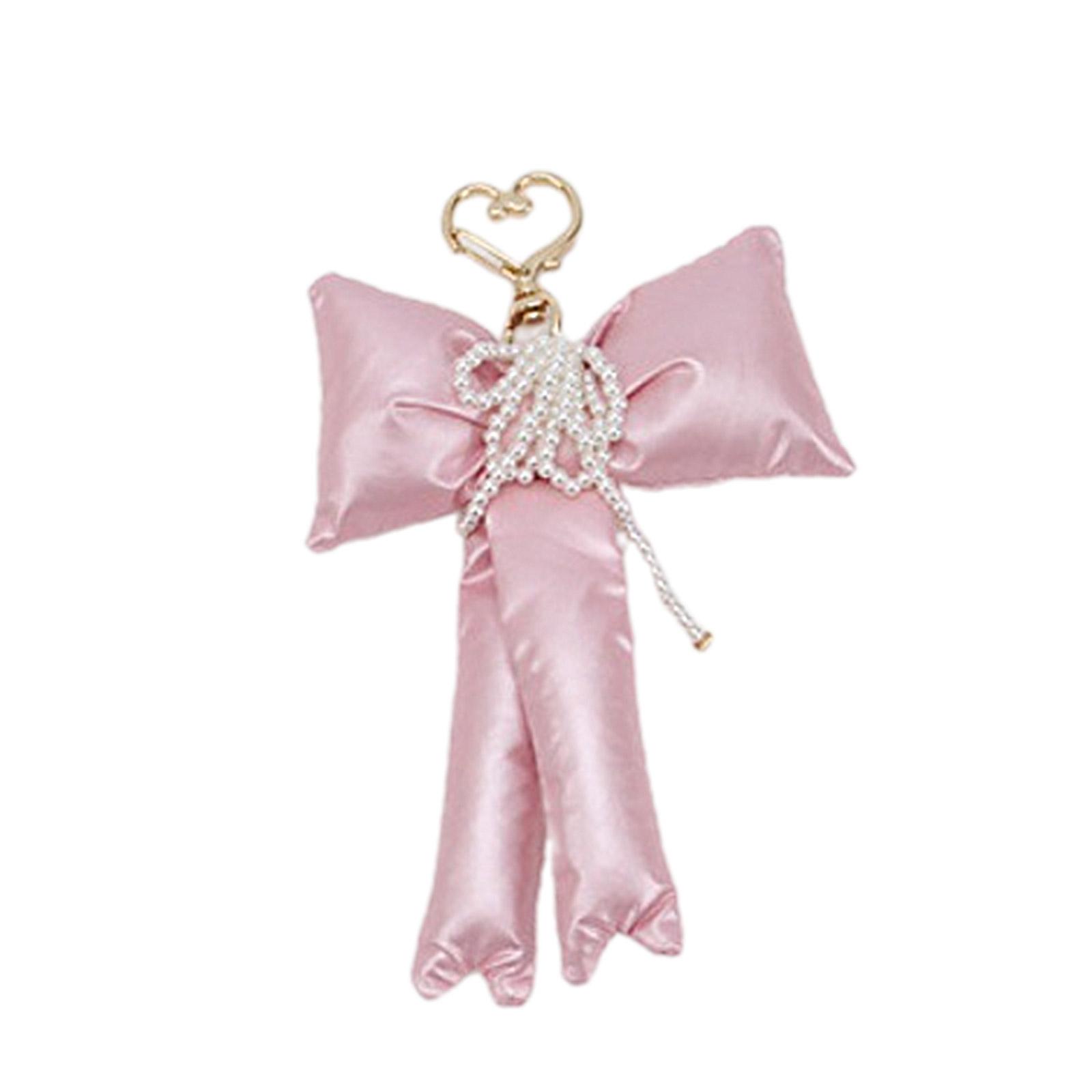 

Pearls Bowknot Pendant Cellphone Charm Colorful Keychain Detachable Phone Lanyard Handmade Ornament for Wallet Bag