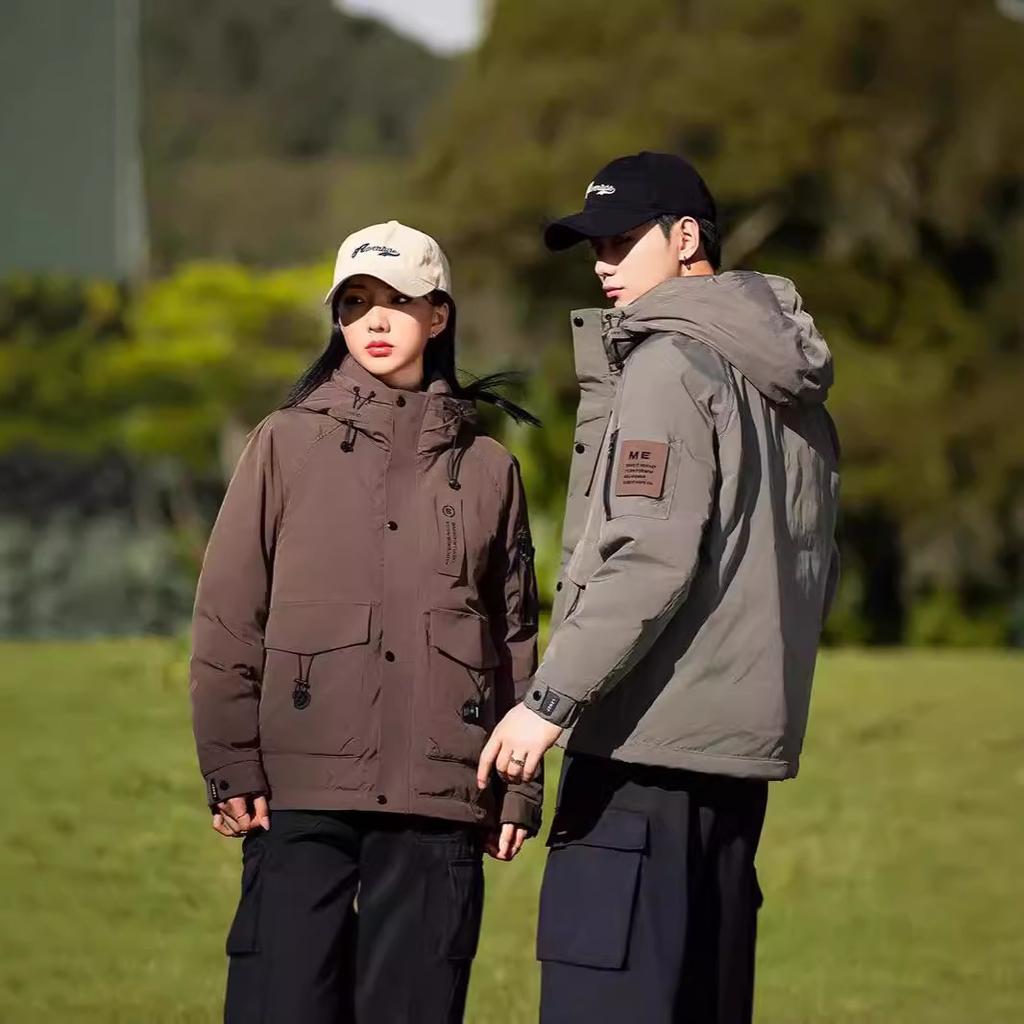 2025 Outdoor Winter White Duck Down Jacket Female Thickened Warm Couple Hooded Jacket Down Jacket Male