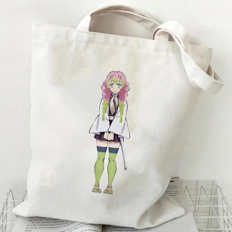 Japan Kanroji Mitsuri Demon Slayer Cartoon Printed Canvas Bag, Student Shoulder Bag/tote Bag for Class 7548