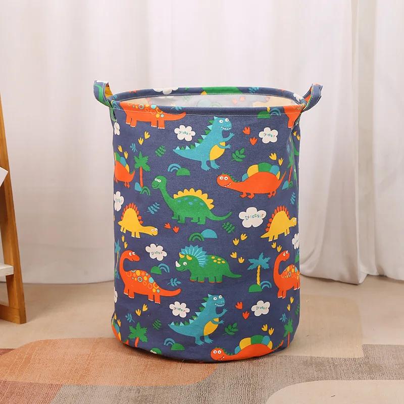 Cotton Linen Print Laundry Basket Portable Foldable Home Laundry Storage Bag Large Hamper for Kids Toys Dirty Clothes Basket