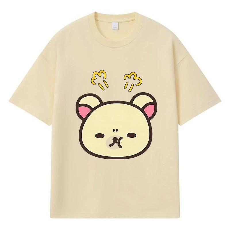 2026 Bear Head Printed Graphic Y2k Harajuku Streetwear 100% Cotton T Shirt Casual Oversized Summer Men T-shirt