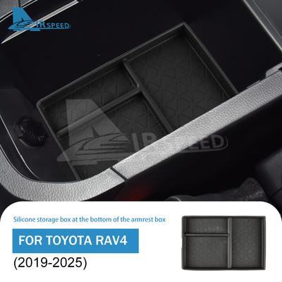 Silicone Armrest Box Organizer Compatible with Toyota RAV4 2019-2025 - Car Interior Storage Shelf