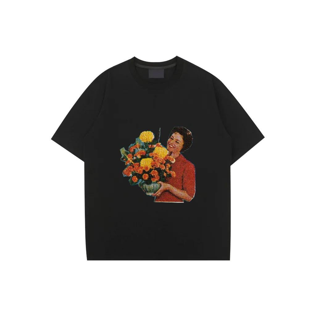 Cotton Fashion Pattern Printed Hip Hop West Men's T Shirt Round Neck Loose Tops Breathable Comfortable Casual Oversized Clothing