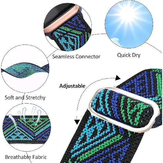 Compatible for TOZO S7 Smart Watch Band, Stretch Elastics Nylon Adjustable Replacement Strap Accessories Compatible for TOZO S7, S6, S5, S3 Smart