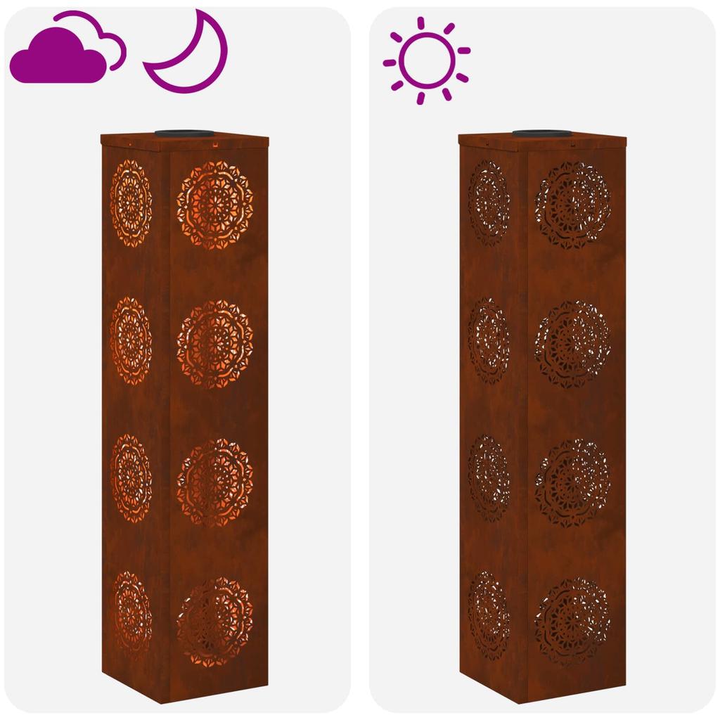 Solar LED Path Light 2 Pcs Rustic Weatherproof Steel
