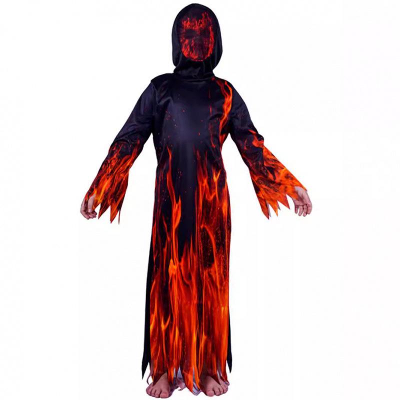 

Детский костюм огненного импа на Хэллоуин, косплей, сценический костюм для вечеринки, детский костюм Мрачного Жнеца для выступления XXL