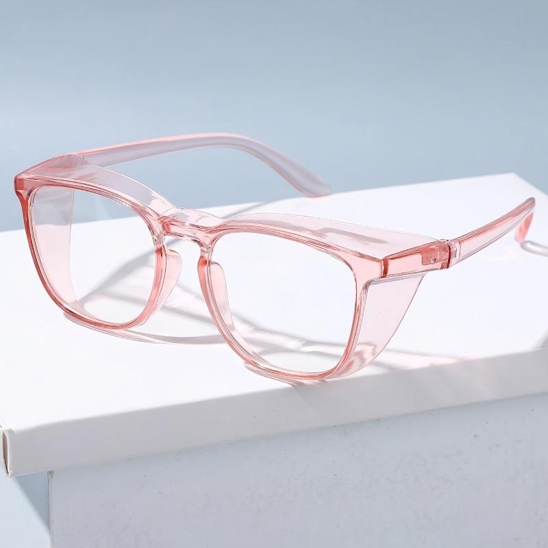 Fashionable Pink Transparent Box Women's Glasses, Full Frame Design, Transparent Lenses, Daily Casual Style