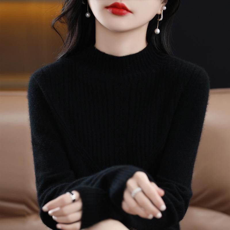 Autumn Women's Urban Style Temperament Commuter Pullover Half High Neck Regular Sweater