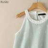 ZANZEA Women Summer Round Neck Casual Sleeveless Print Tank Tops