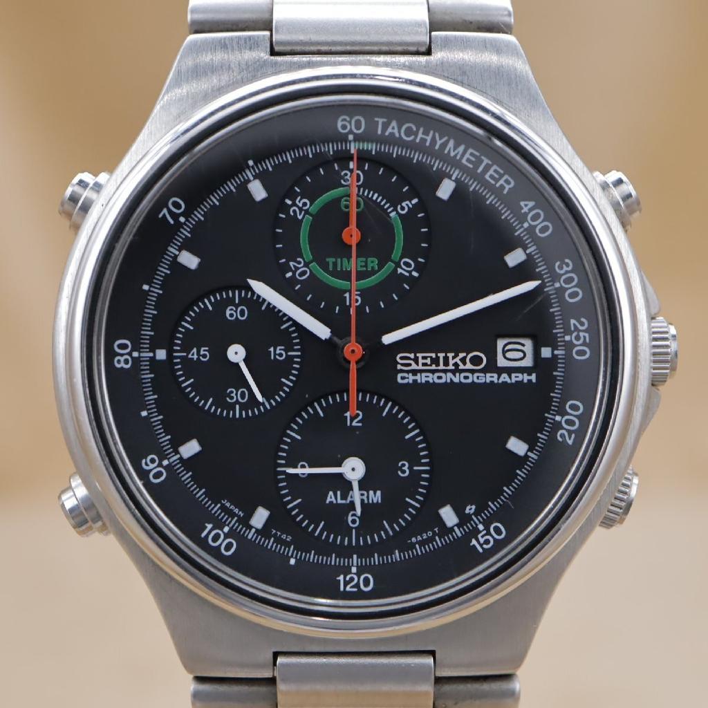Seiko Chronograph SEIKO CHRONOGRAPH Quartz 1992 Model Battery Replaced CH598 7T42-6A10 Men's 37.5mm [6-Month Warranty]