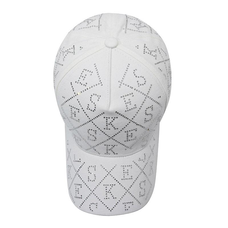 Boné de beisebol com letras de strass primavera verão feminino protetor solar viseira boné feminino rabo de cavalo boné panamá boné de pico