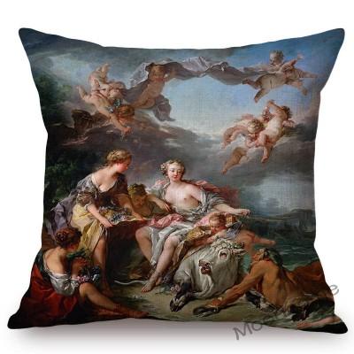 French Royal Painting Francois Boucher Ancient Greek Myth Venus Cupid Angels Floral Retro Decor Throw Pillow Case Cushion Cover