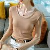 Long-sleeved Bottoming Shirt for Women's Spring and Autumn New Women's Clothing, Basic Round Neck Solid Color T-shirt with Elastic Tight Top Inside