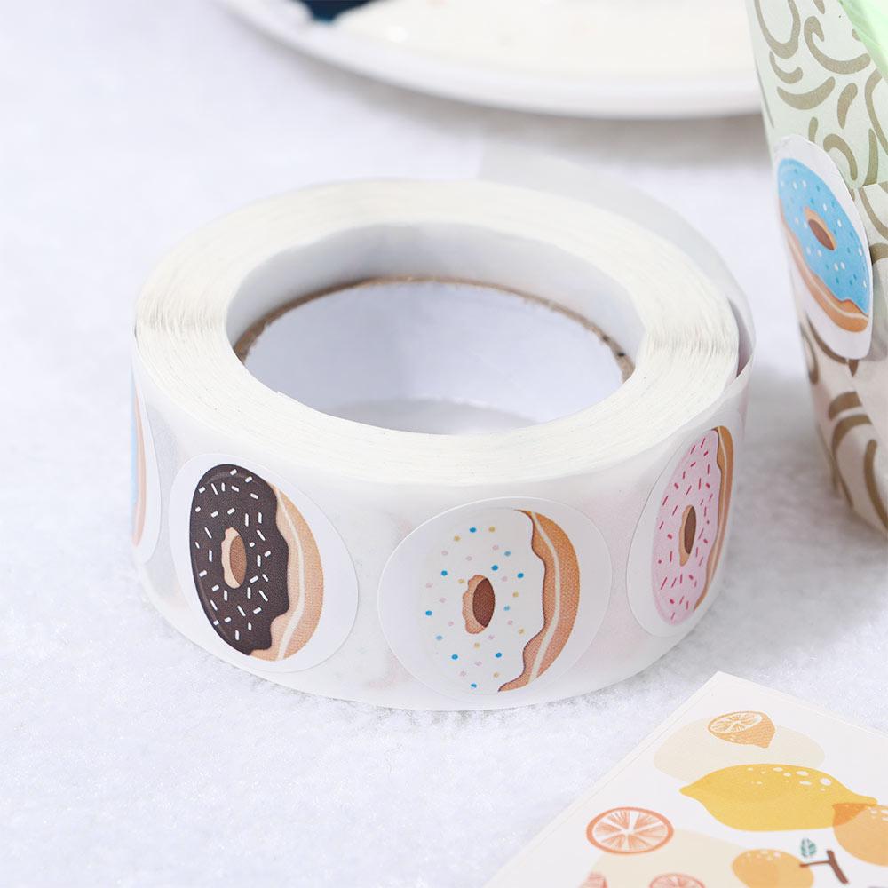 Self-adhesive Baking Pattern DIY Craft Donut Stickers Roll Sticker Seal Labels Gift Box Packing