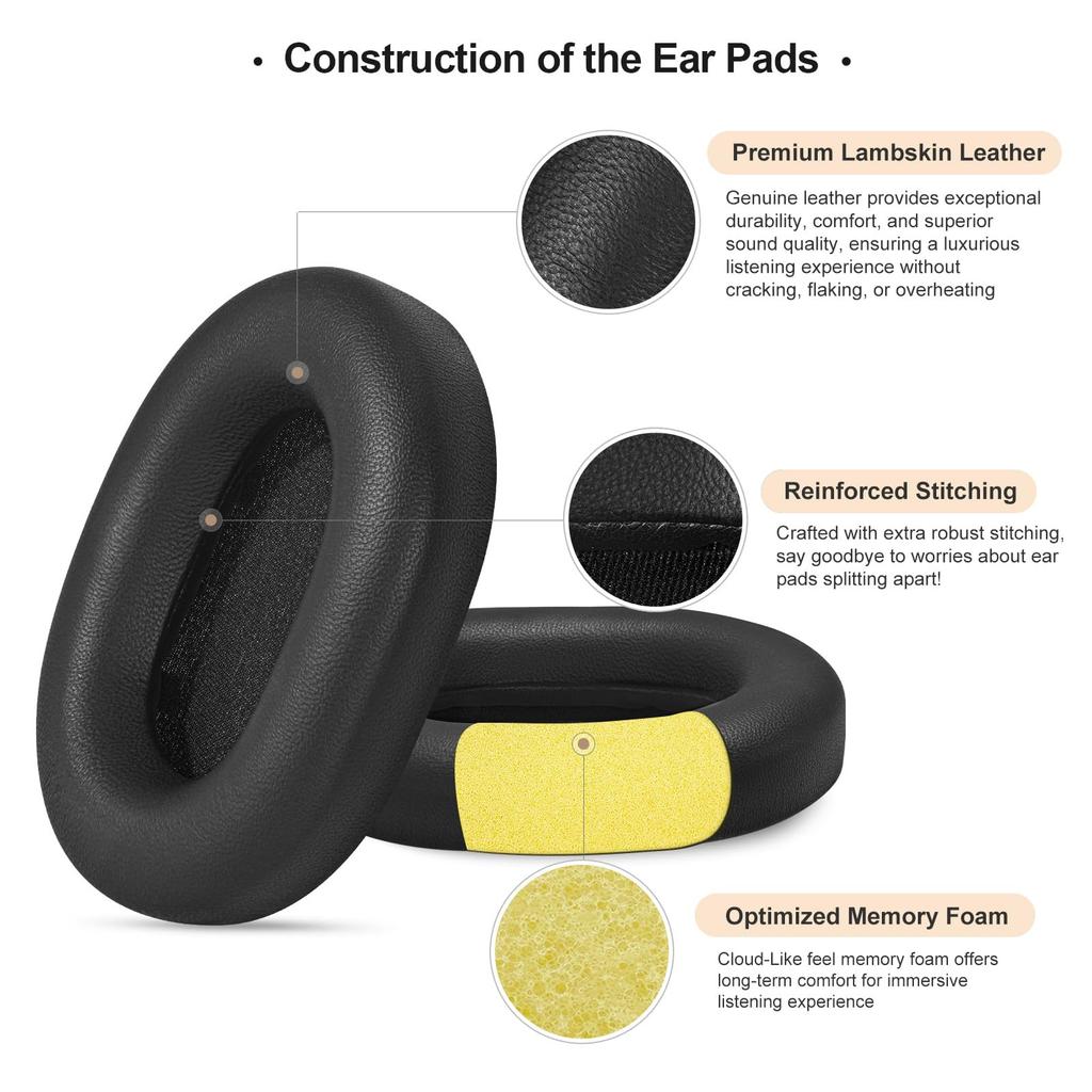 Aurivor Replacement Ear Pads Cushions for Sony Noise Cancelling Headphones Premium XM5 Ear Covers with Soft Leather and Optimized Memory Foam &
