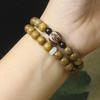 Double Strand Green Sandalwood Lotus Beaded Bracelet Unisex Handheld Wooden Ornament