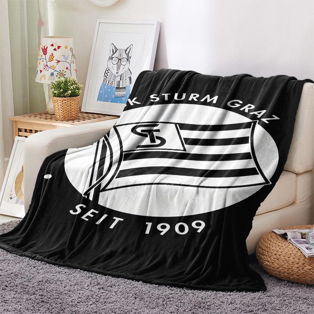 Logo SK Sturm Graz Plaid in Flanella, Alta qualità Confortevole per Tutte le Stagioni, Arredamento per la Casa, Calore e Comfort