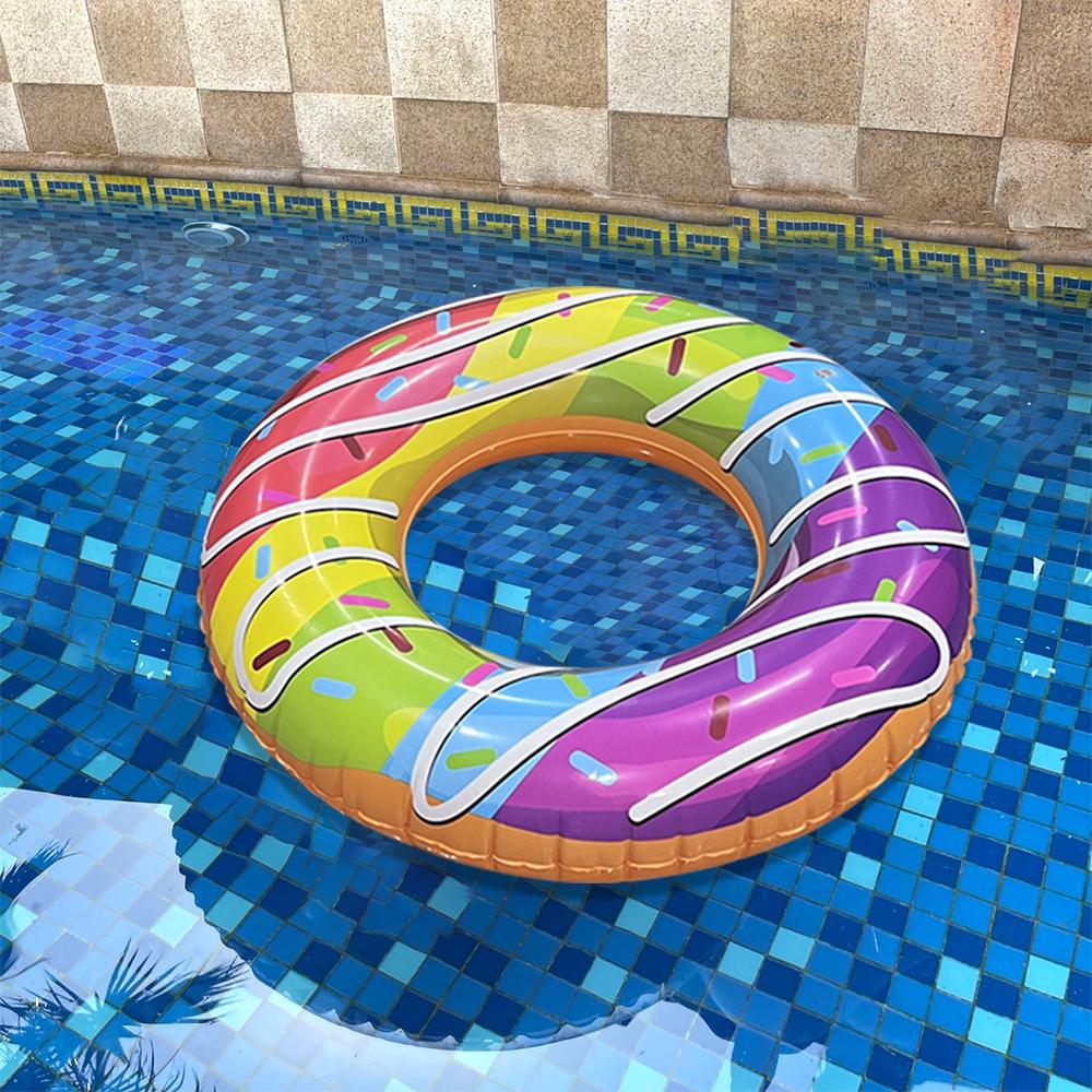 1 Pc Sweet Donut Pink Swimming Hoop Underarm Hoop Inflatable Floating Hoop Pvc Thickened Swimming Hoop, Suitable For Pool Beach