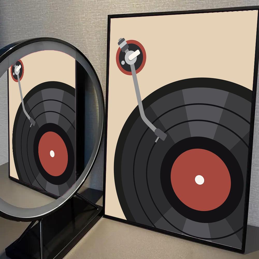 1pc Nordic Vintage Vinyl Records Poster Self-adhesive Art Waterproof Paper Sticker Coffee House Bar Room Wall Decor