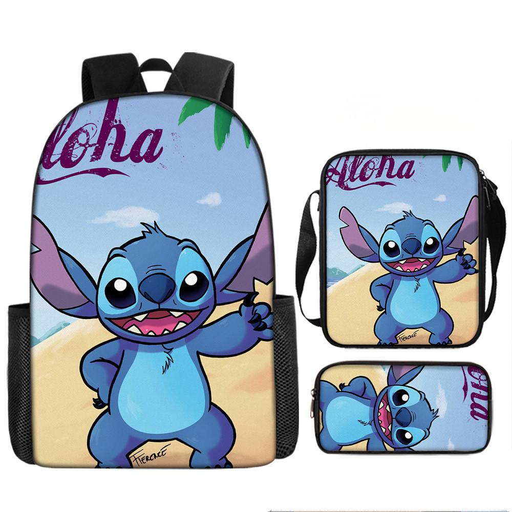 Disney Stitch School Backpack Oxford Cloth Lightweight Breathable Bookbag For Kids