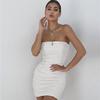 Spring and Summer New European and American Women's Clothing Sexy Tube Top Nightclub Pleated Hip-wrapped Dress
