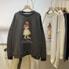 Sweatshirt for Women Oversize Fleece Thickened Loose Round Neck Casual Cartoon Pullover Long Sleeve Winter Sweatshirt Top