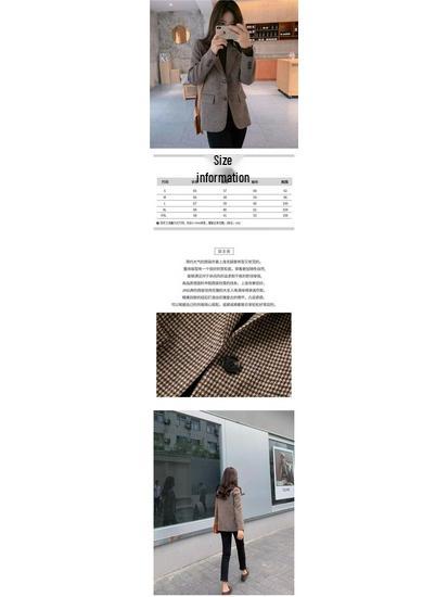 Sacou damă petite cu carouri houndstooth - Stil coreean și britanic 2025 pentru primăvară/toamnă