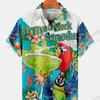 Camicia Tropic Pappagallo Tramonto Uomo Donna Moda Aloha Spiaggia Vacanza Camicia Hawaiana Manica Corta Camicetta Festiva Uomo camisa