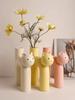 2025 Ceramic Flower Vase Cute Tubular Kawaii Cat Vase Room Home Desktop Decoration Art Ornament Gift Flowerpot Free Shipping