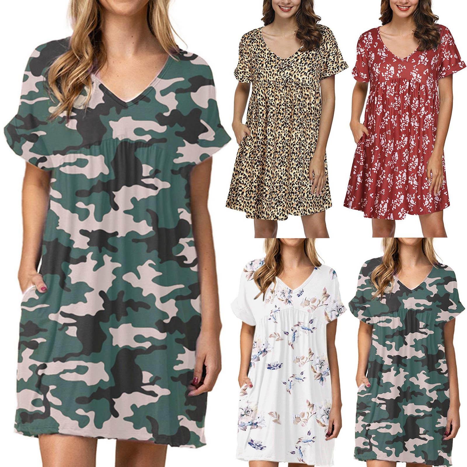 

Женский летний сарафан с короткими рукавами и карманами, повседневное свободное платье