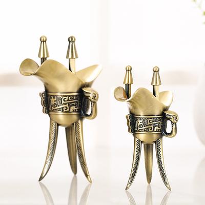 Metal Bronze Tripod Jazz Liquor Cup Vintage Upscale Household Drinking Device Wine Glass Wine Gift Goblet