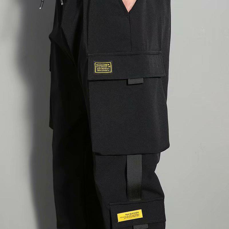 Men's Trendy Hip-Hop Loose-Fit Multi-Pocket Overalls - Korean Style Casual Skinny Pants