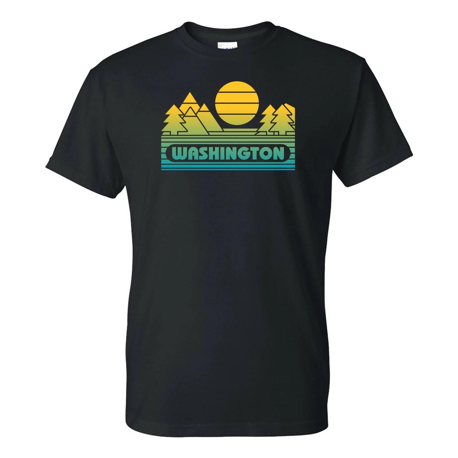 Washington Groovy Sunset - Landscape Vacation Home State T Shirt - Black XL