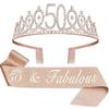 Birthday Tiara Crown Sash Women Girls 15th 20th 25th 30th 35th 40th 45th 50th 55th 60th 65th 70th Party Decoration Favor Gifts 5