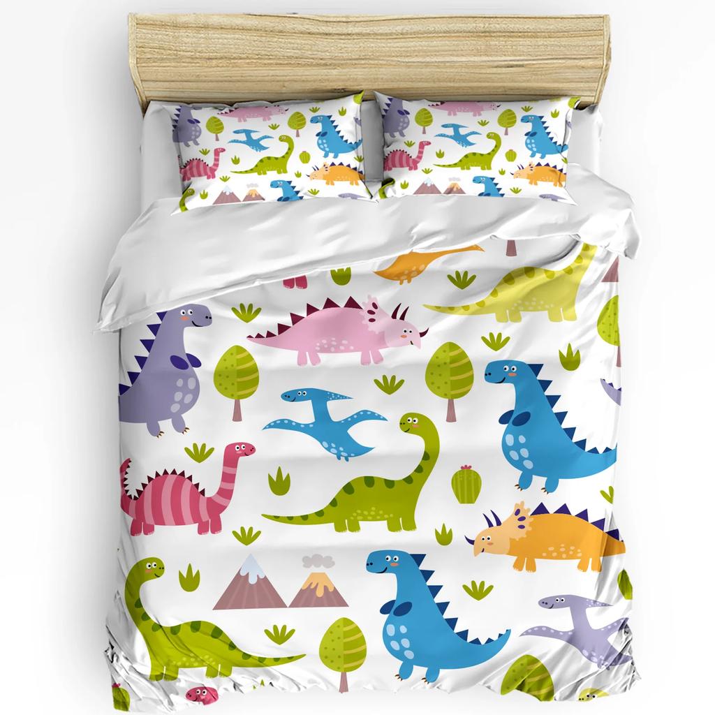 Cartoon Dinosaur Duvet Cover with Pillow Case Custom 3pcs Bedding Set Quilt Cover Double Bed Home Textile
