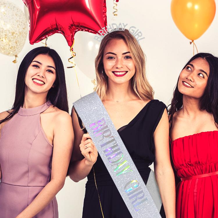Birthday Girl Rhinestone Headband & Sash Set – Perfect Party Gift & Decoration