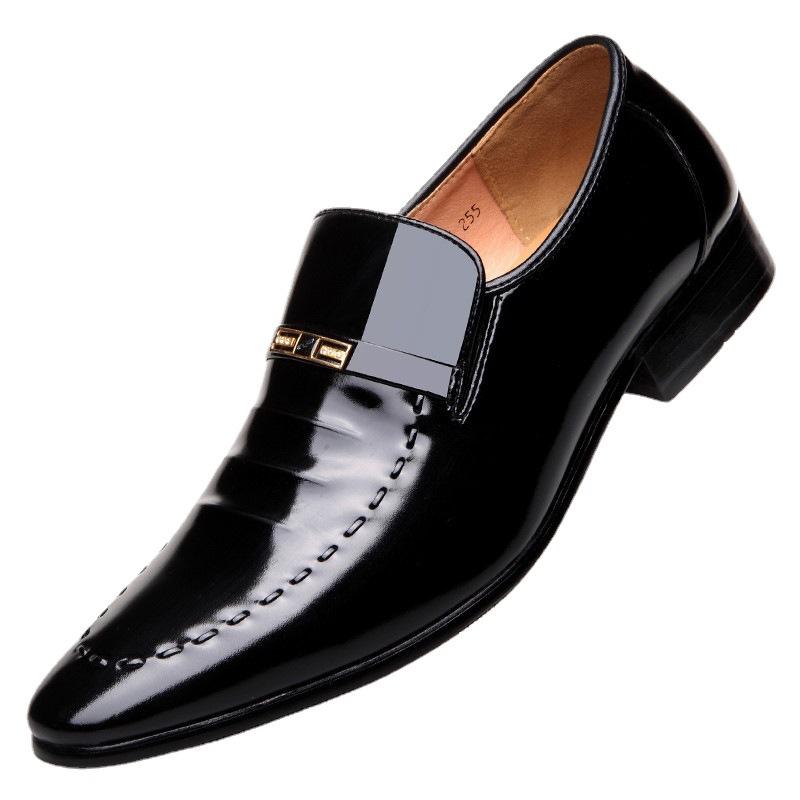 REEHEMES Low-top Men's Shoes Spring Men's Business Dress Leather Shoes Men's Pointed British Cowhide Shoes Wedding Shoes