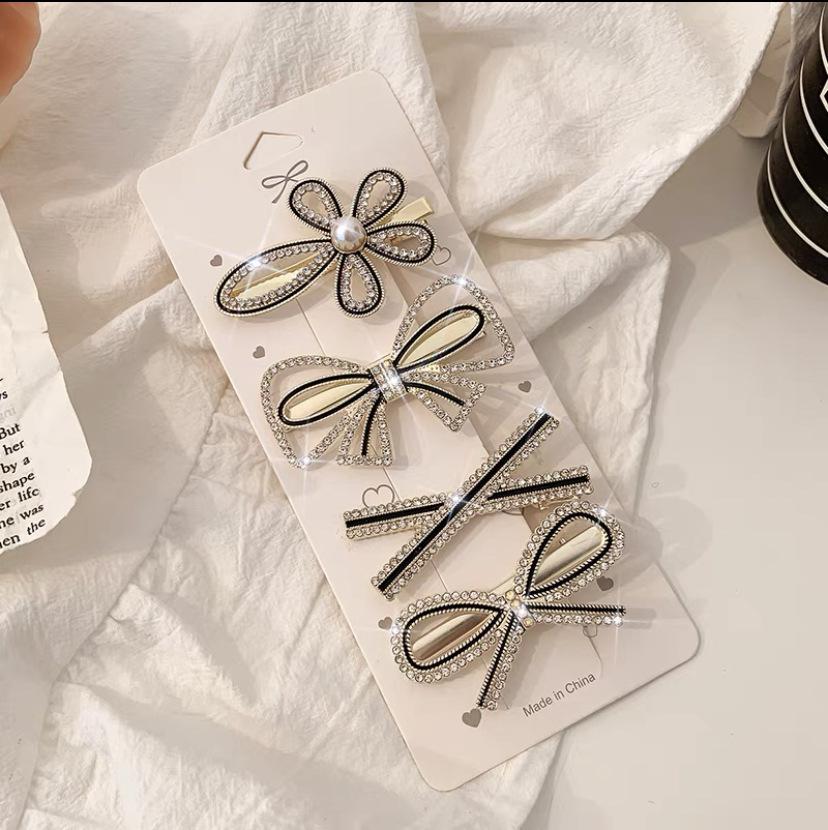 6-Piece Retro Korean Style Hair Clip Set with Bear, Pearl, Rhinestone, and Fairy Designs